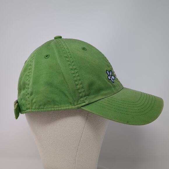 Flowers Slideback Baseball Hat Green One Size Embroidered Life Is Good - Picture 5 of 9